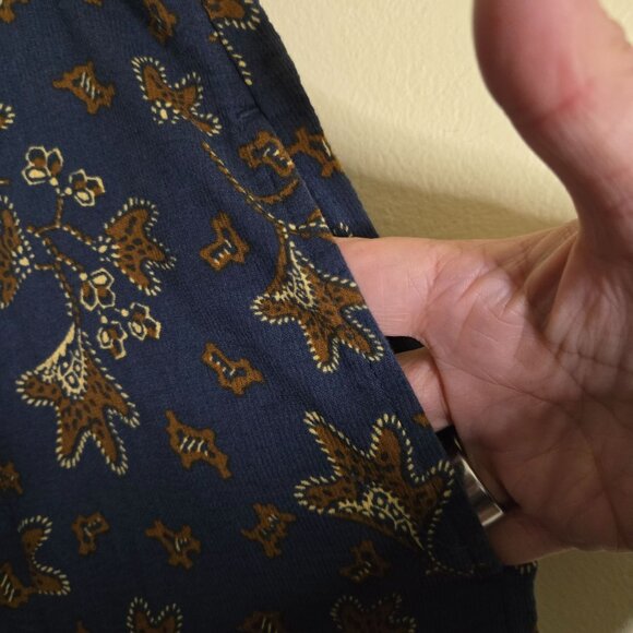 Toad&Co Manzana Paneled Midi Skirt Midnight Leaf Print Organic Cotton Size L - Picture 7 of 12